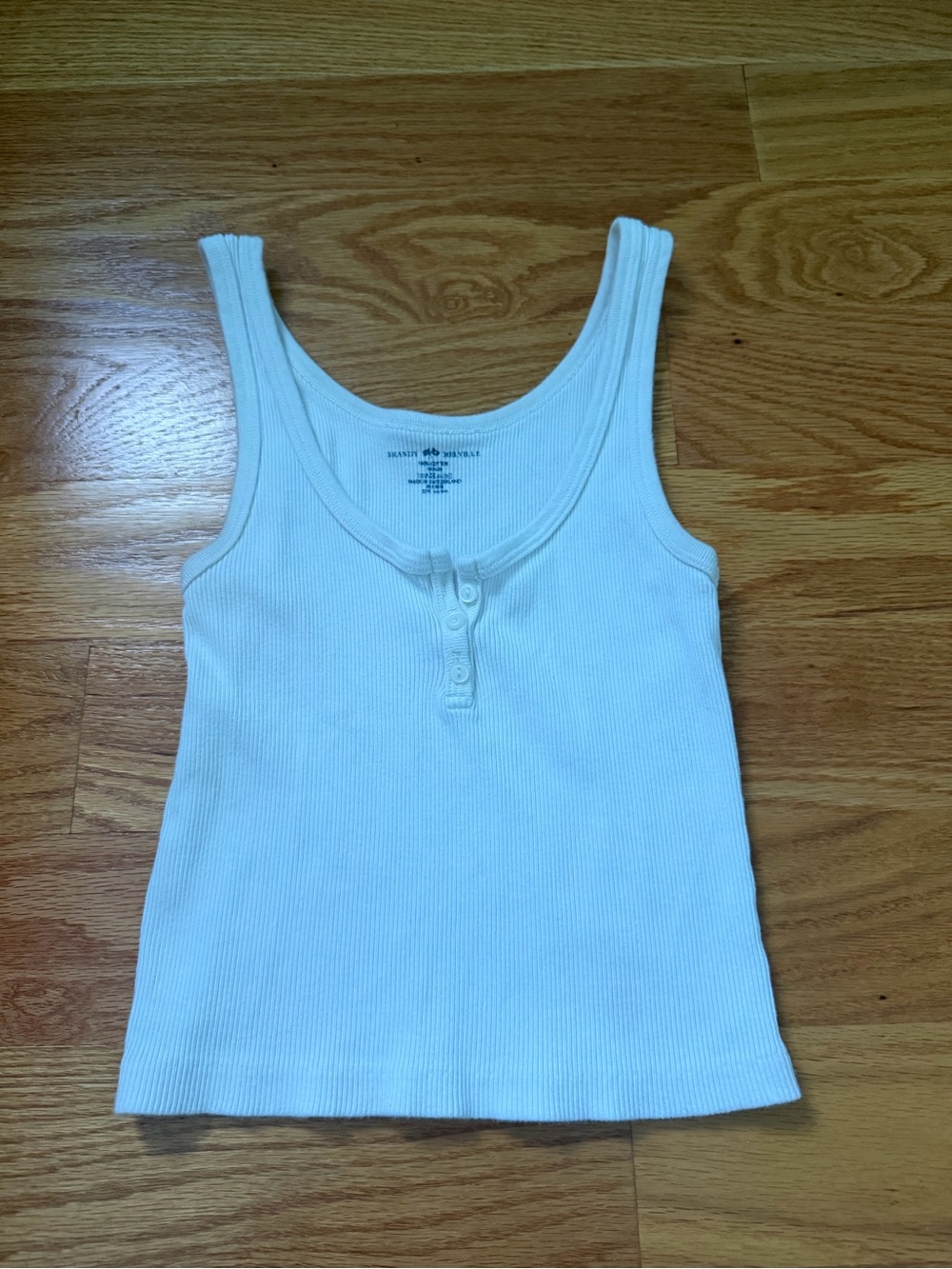 Brandy Ribbed Henley Tank Top - White